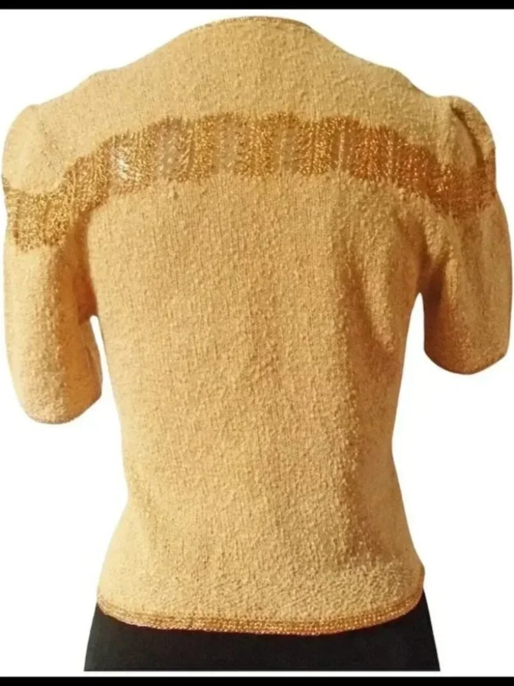 40s Vintage Cropped Sweater with Metallic Gold, Short Sleeve Top - Picture 5 of 10